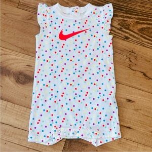 Nike white romper color dots for baby girl size 9M